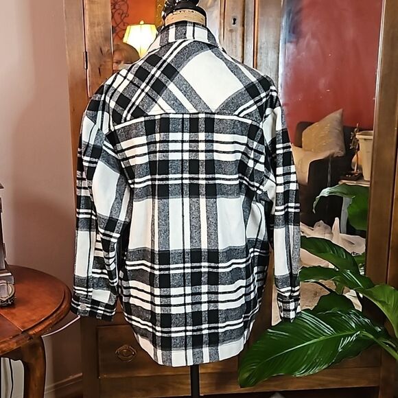 Zara black & white plaid oversized jacket size Small - Picture 7 of 14